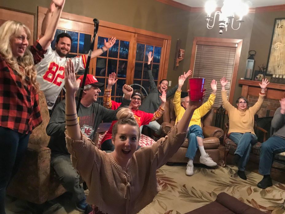 Pat Carey with his family celebrating the Chiefs Super Bowl win