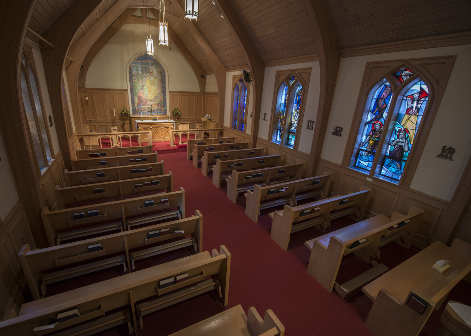 Interior view of Saint Luke's Hospital's chapel.