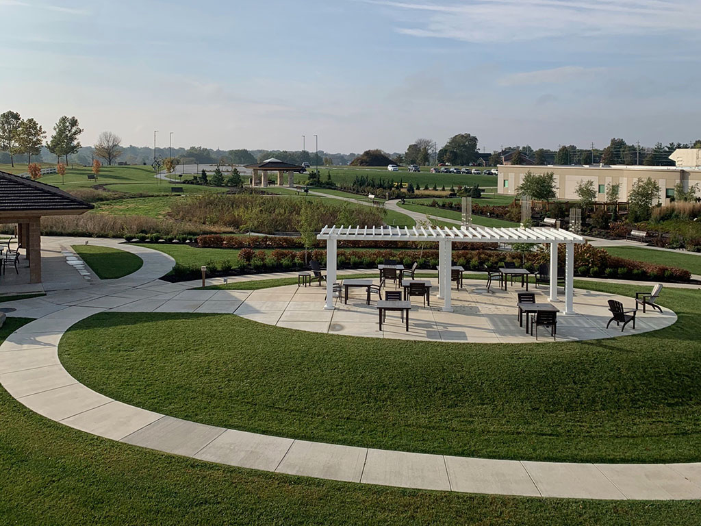 An aerial view of The Gardens at Hedrick Medical Center