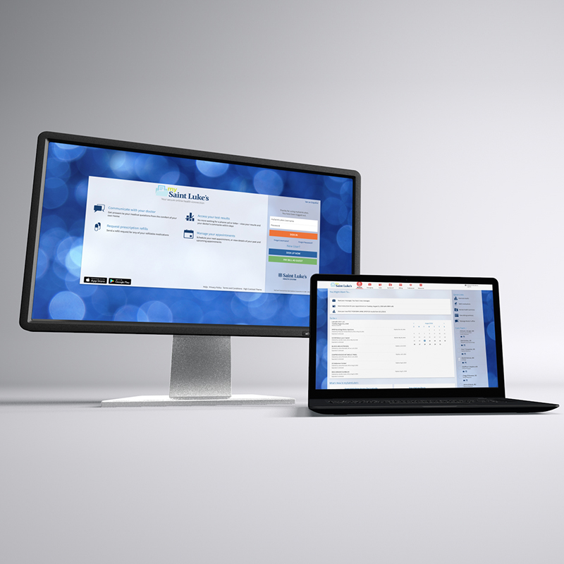 Computer monitors with Saint Luke's App. 