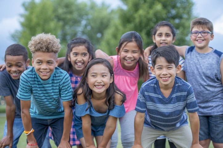 Children gathered around outside