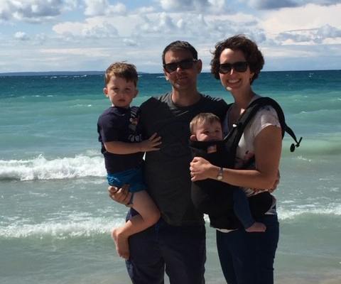 Laura Grable and her family at the beach