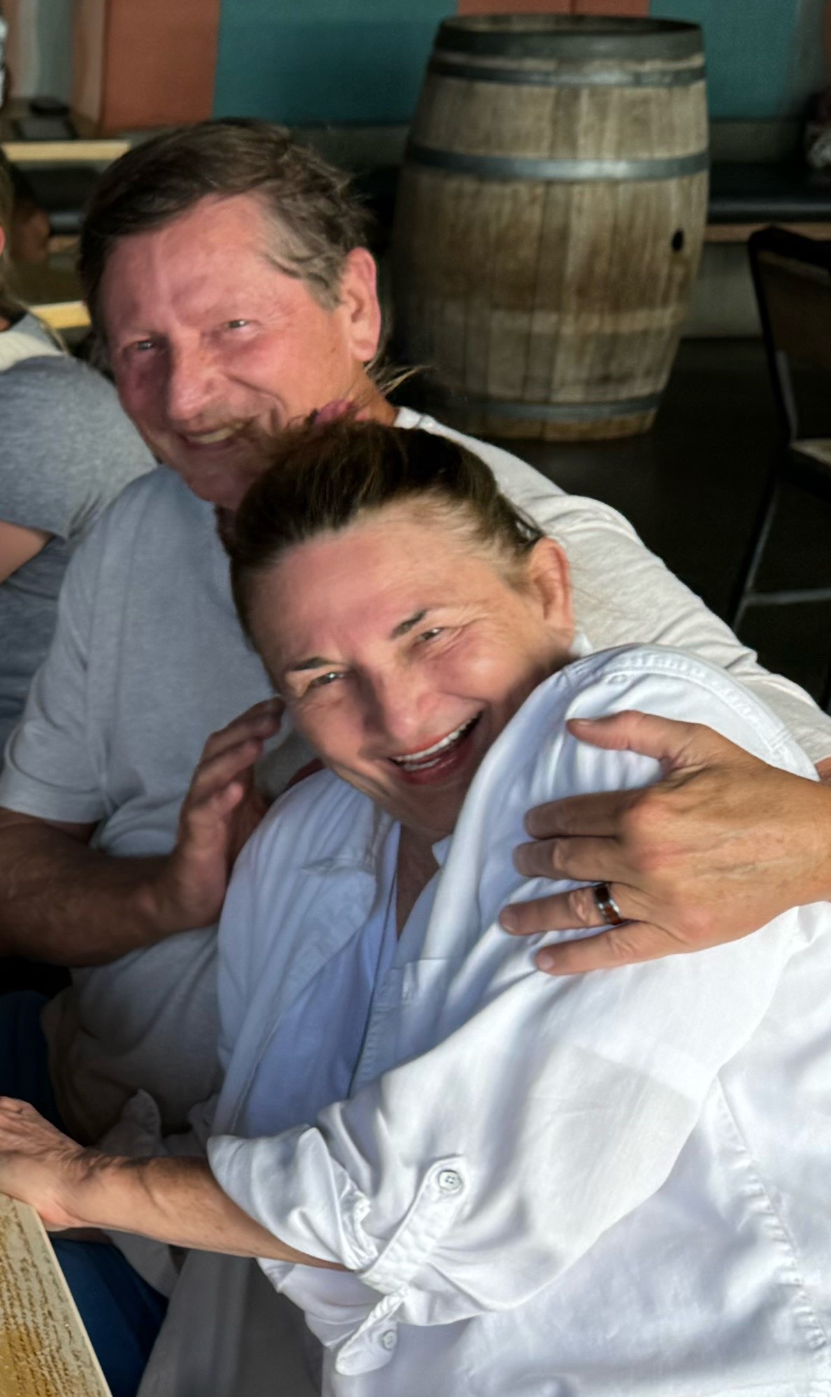 Mike and Joan smiling. 