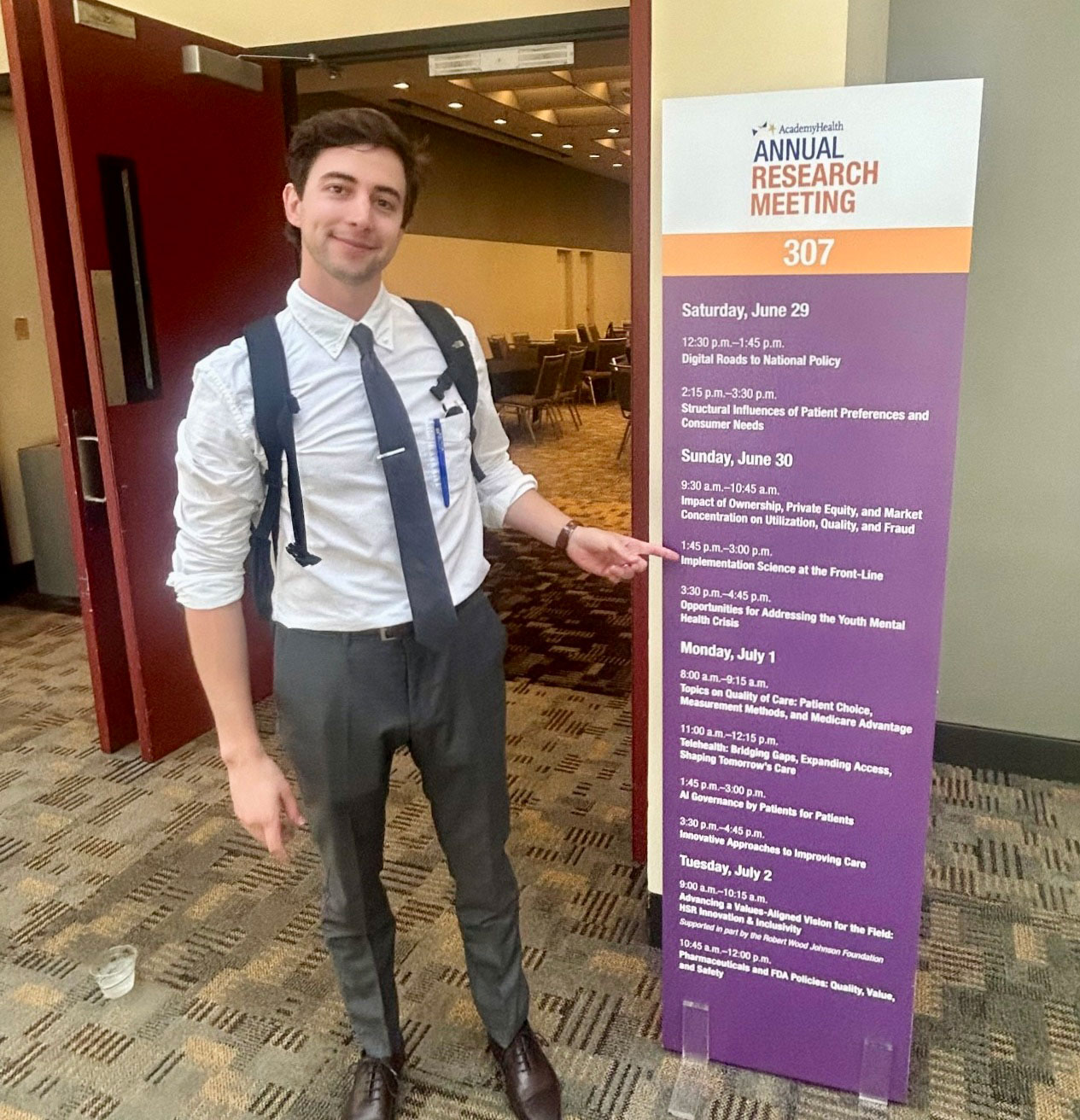 Evan O'Keefe, MD presenting at the 2024 AcademyHealth Annual Research Meeting